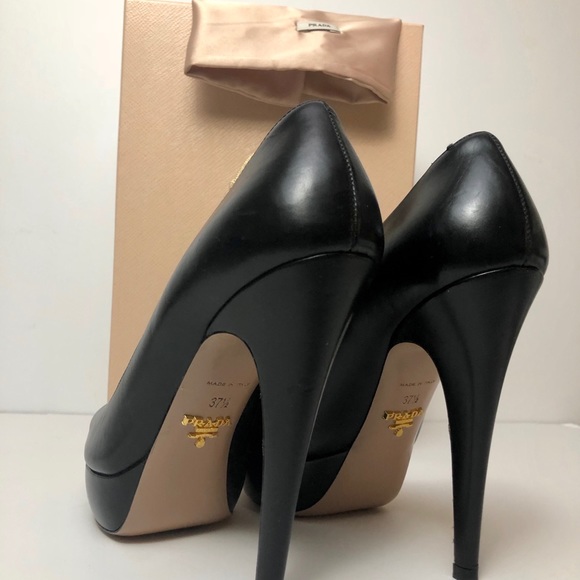 Prada Vita Lux Open Toe Pump EU 8 US 7/.5 Black - Picture 4 of 8